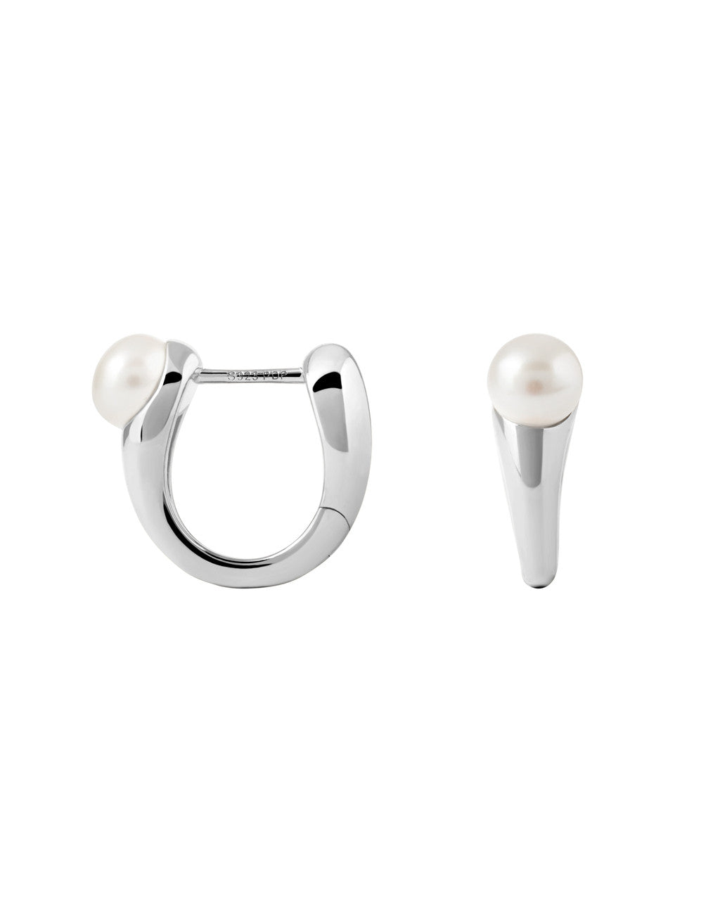 PDPAOLA Pearl Audrey Silver Hoops