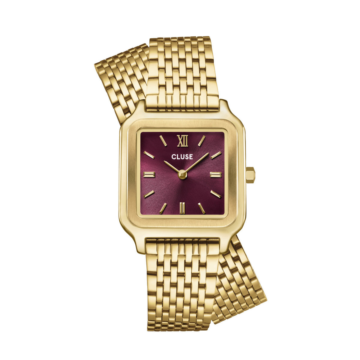 CLUSE Gracieuse Double Strap Gold Link/Wine Watch