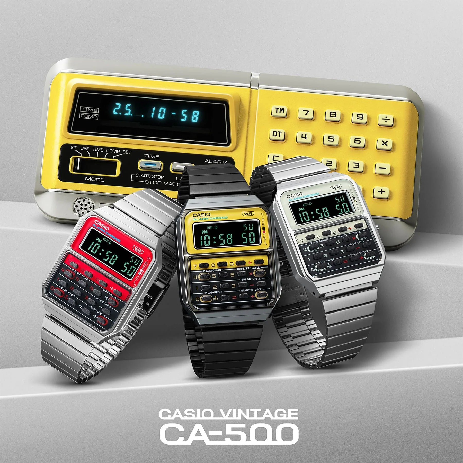 CASIO Vintage Heritage Calculator Dual Alarm WR Cream Face CA500WE-7B
