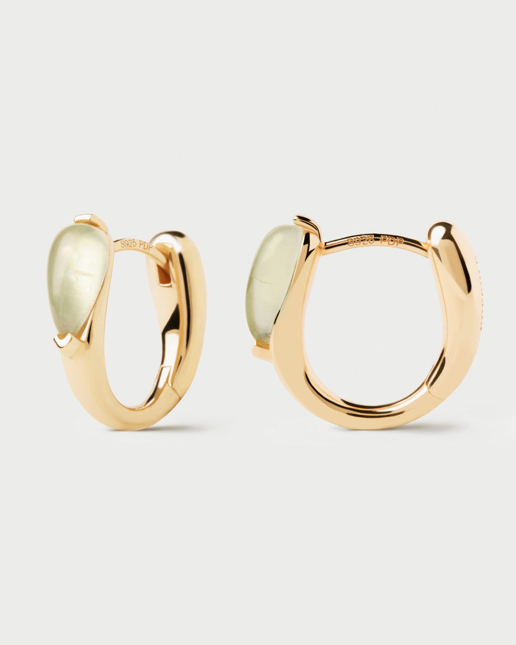 PDPAOLA Prehnite Isla Hoop Earrings