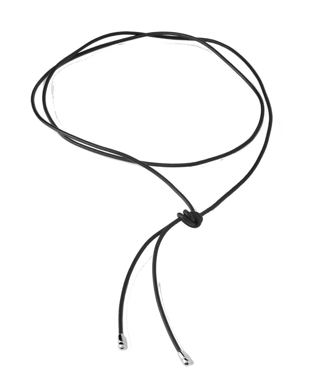 PDPAOLA Dana Leather Bow Necklace Silver