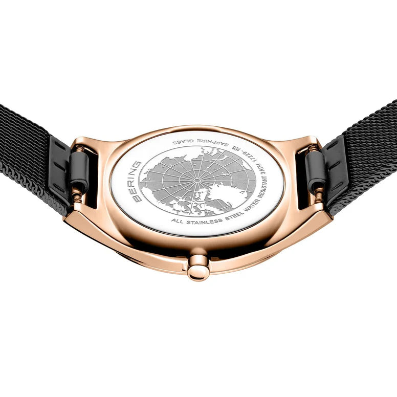 BERING Ultra Slim MOP 29mm Dial Black Mesh 18729-166
