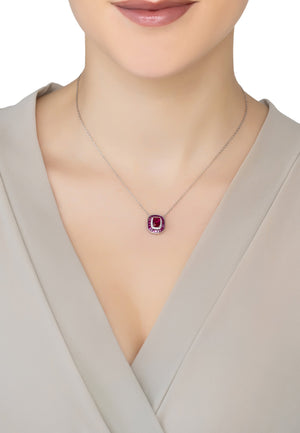 Great Gatsby Pendant Necklace Ruby Silver