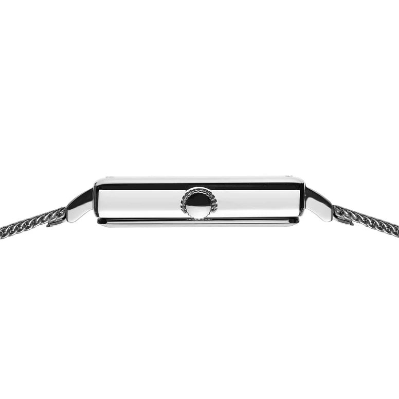 Bering Classic Silver Square White 26mm Dial Silver Milanese 18226-004