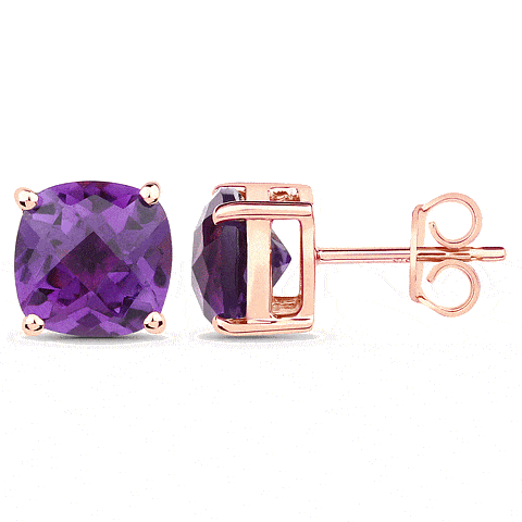 9K Coloured Gemstone Cushion Cut Earrings GAE7778