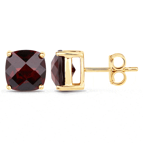 9K Coloured Gemstone Cushion Cut Earrings GAE7778