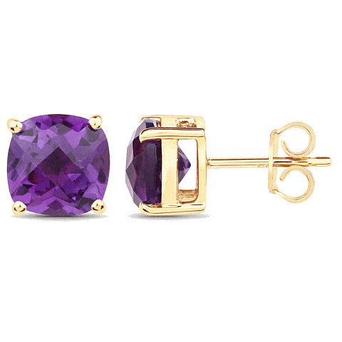 9K Coloured Gemstone Cushion Cut Earrings GAE7778