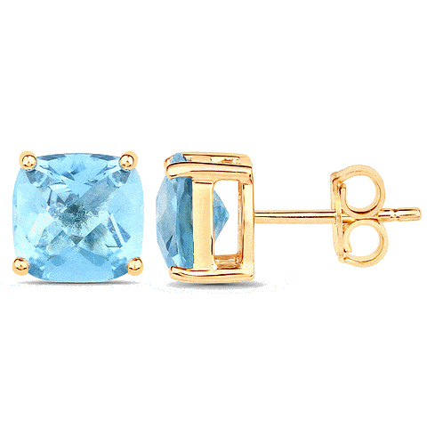 9K Coloured Gemstone Cushion Cut Earrings GAE7778