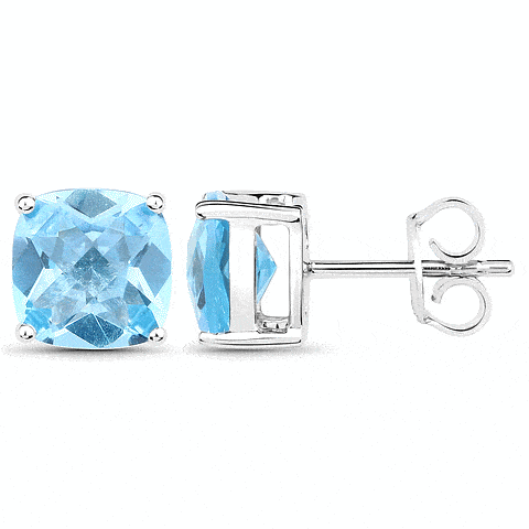 9K Coloured Gemstone Cushion Cut Earrings GAE7778