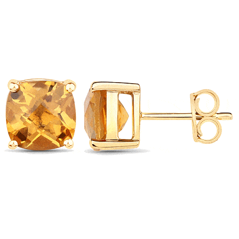 9K Coloured Gemstone Cushion Cut Earrings GAE7778