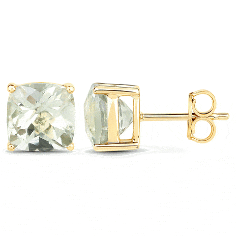 9K Coloured Gemstone Cushion Cut Earrings GAE7778