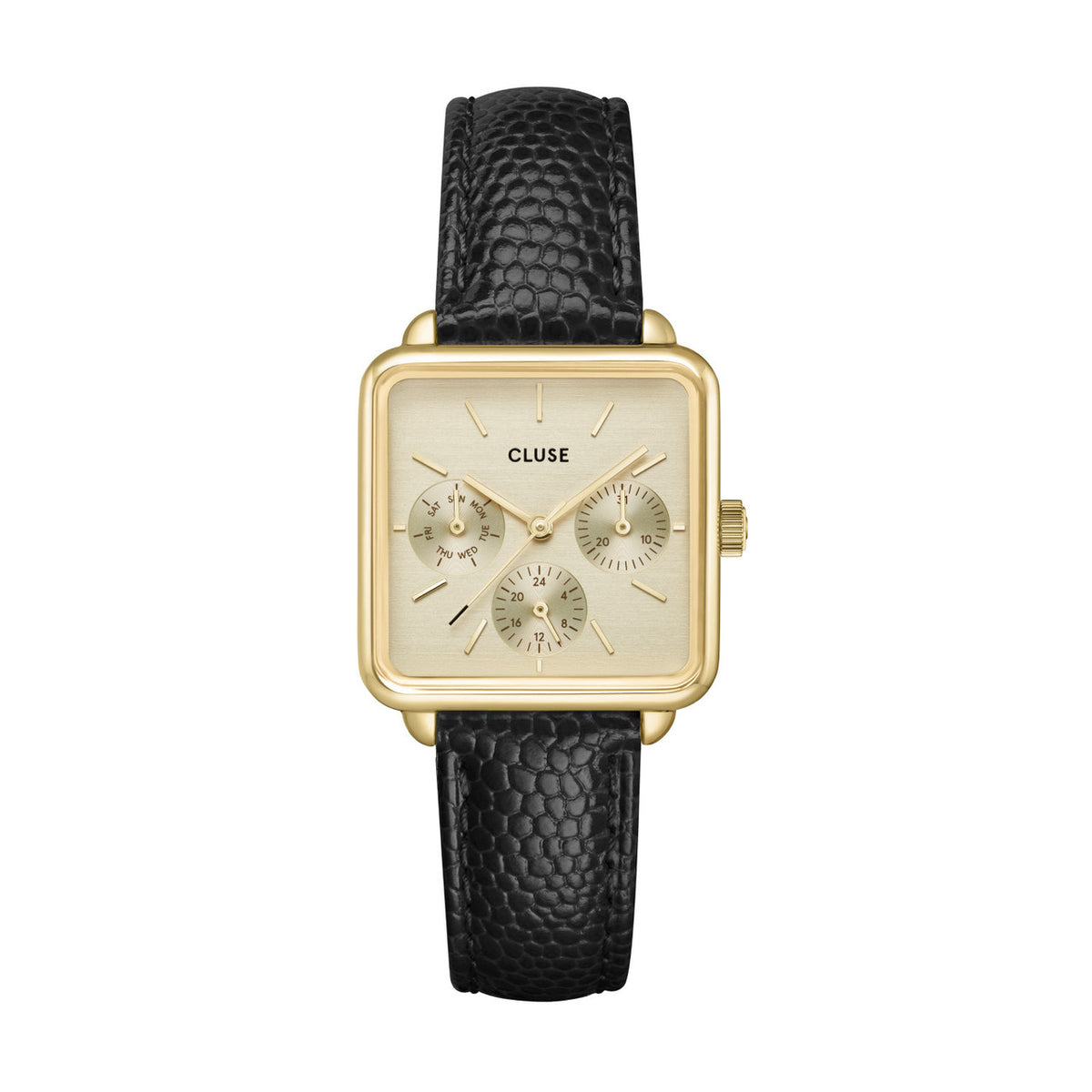 CLUSE La Tetragone Multifunction Leather Black Lizard/Gold