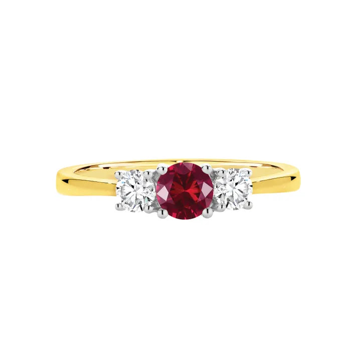 18K Gold Ruby 0.50ct Trilogy Ring