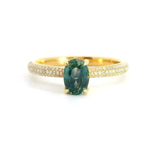 18K Gold Montana Sapphire &amp; Diamond Ring