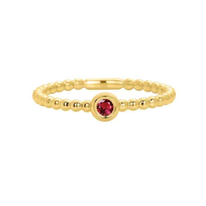 9K Yellow Gold Bubble Ball Ruby Ring
