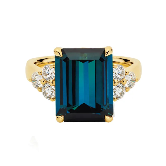 18K Yellow Gold London Blue Topaz Ladies Ring