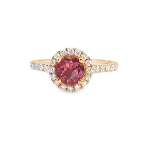18K Rose Gold Plum Tourmaline Diamond Ring