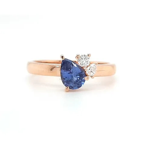 18K White Gold Saski Sapphire &amp; Diamond Ring