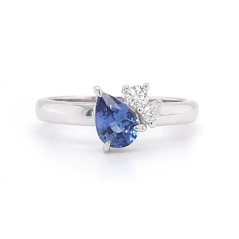 18K White Gold Saski Sapphire &amp; Diamond Ring