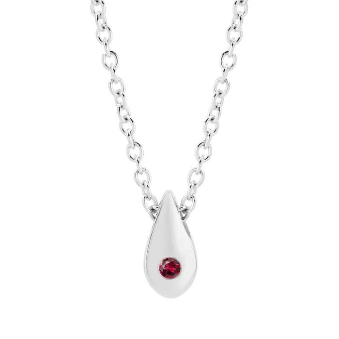 9K White Gold Tear Drop Shape Ruby Necklace