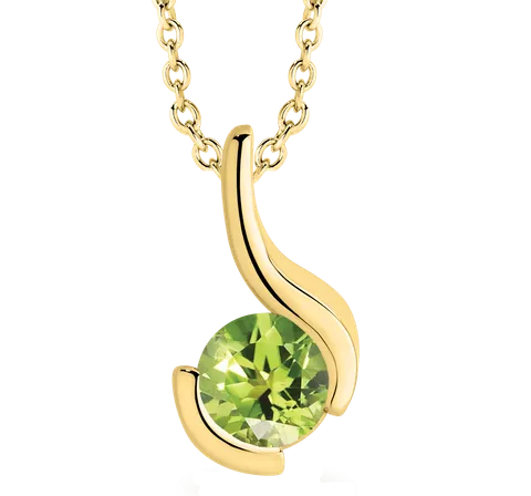 18KY Swirl Peridot Pendant