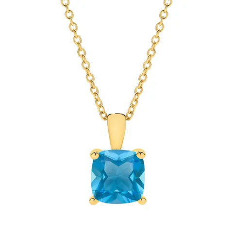 9K Yellow Gold Swiss Blue Topaz Pendant