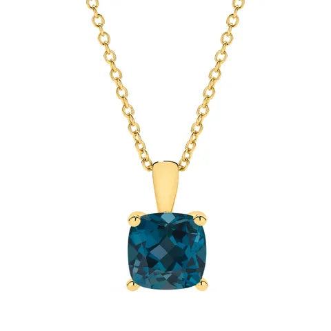 9K Yellow Gold London Blue Topaz Pendant