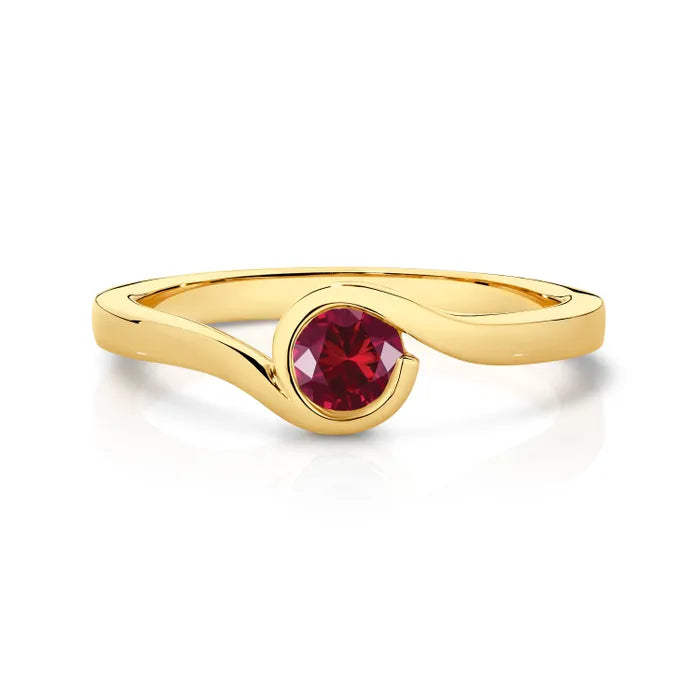 9K Yellow Gold Ruby Swirl Ring