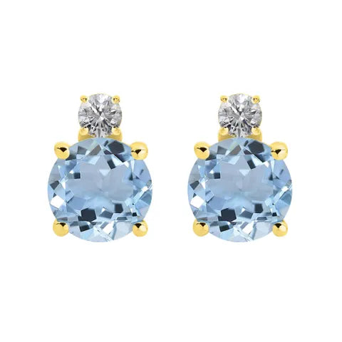 9K Yellow Gold Aquamarine Diamond Drops
