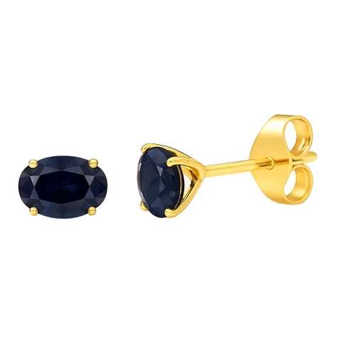 18K Yellow Gold Oval Sapphire Earrings