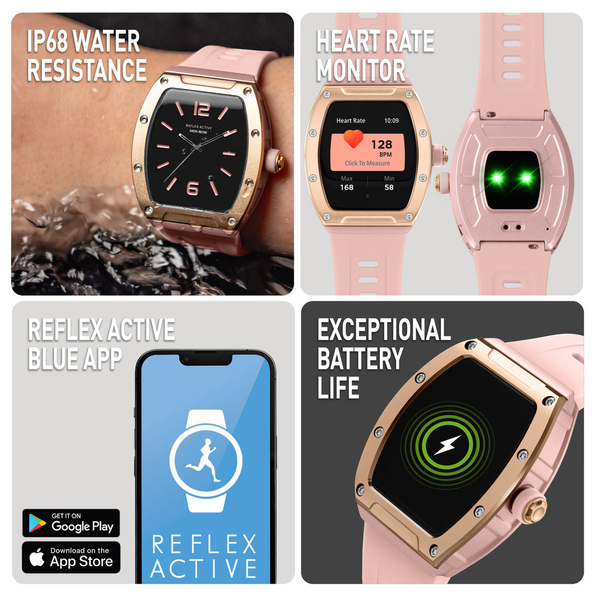 Reflex Active SERIES 52 Smart Calling Watch Rose Gold/Pink Strap