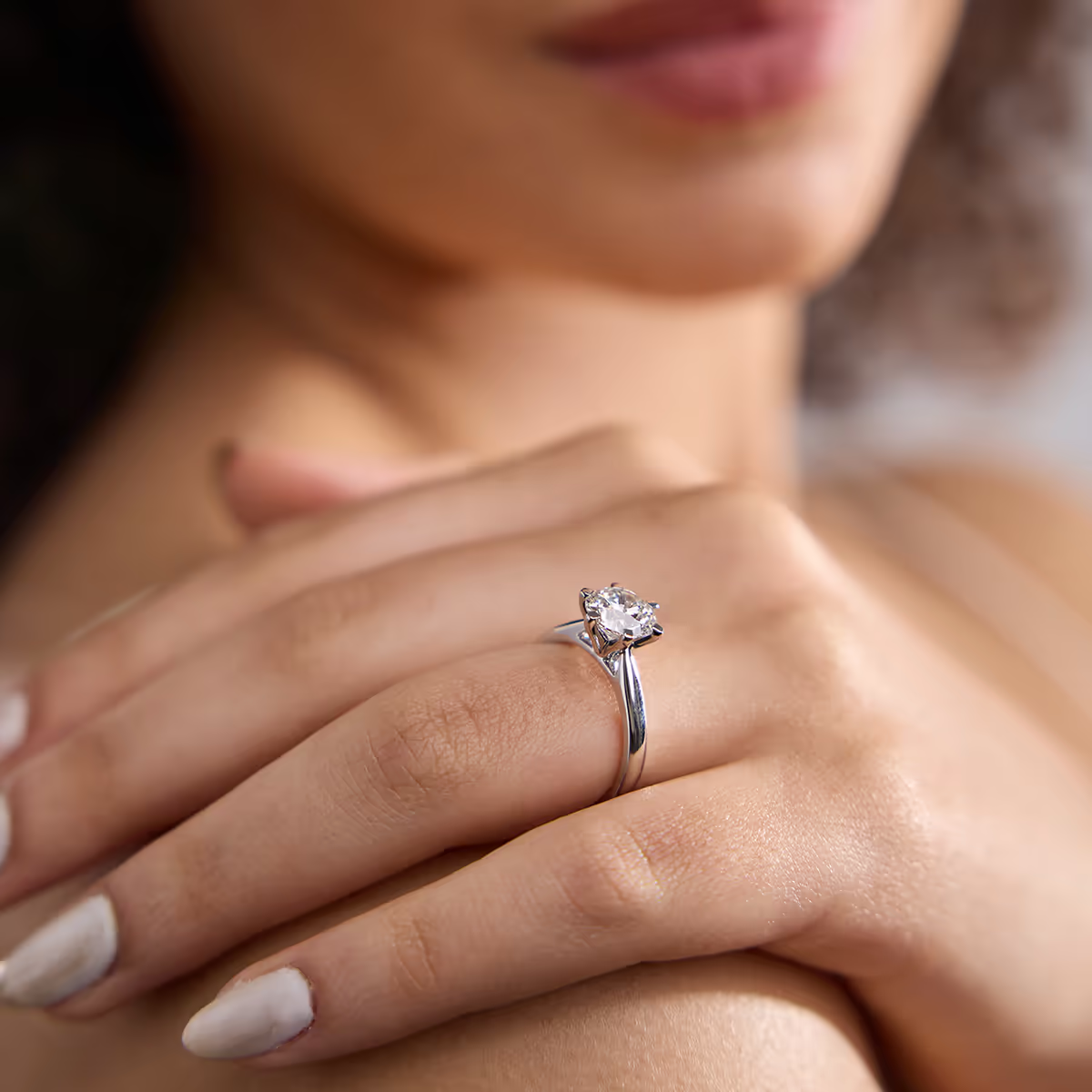 14K White Gold IGI Certified G-VS Round Lab Grown Diamond Engagement Ring