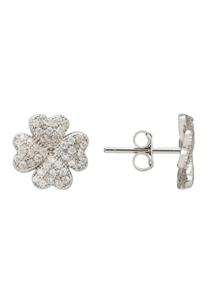 Four Leaf Clover Stud Earrings Silver