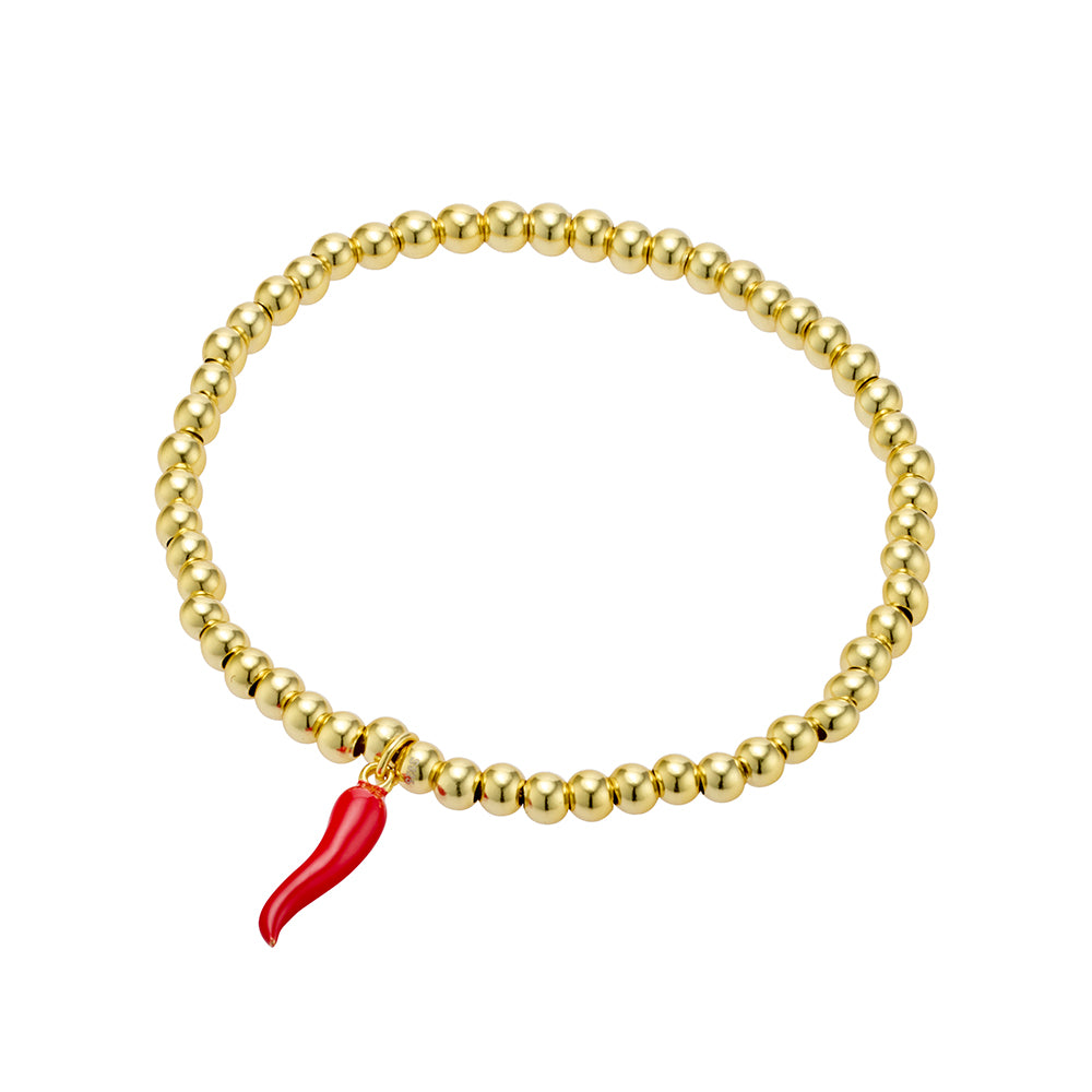 Sterling Silver Gold Vermeil with red cornicello charm