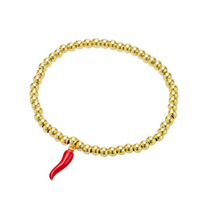 Sterling Silver Gold Vermeil with red cornicello charm