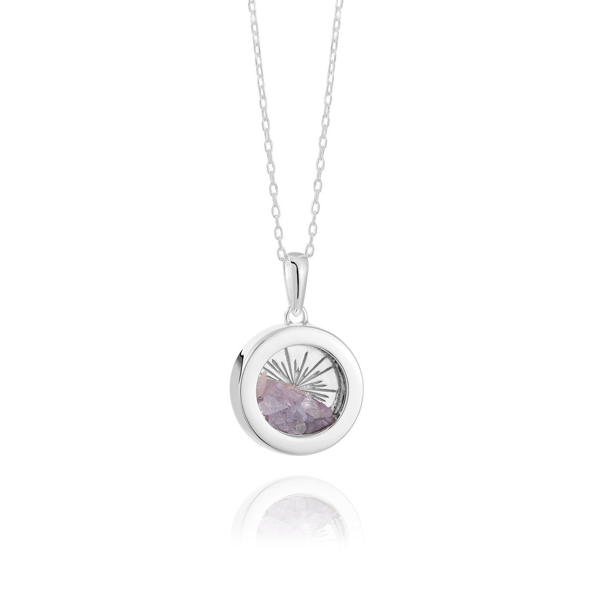 Rachel Jackson Small Deco Sun Amulet Birthstone Silver Necklace Tanzanite