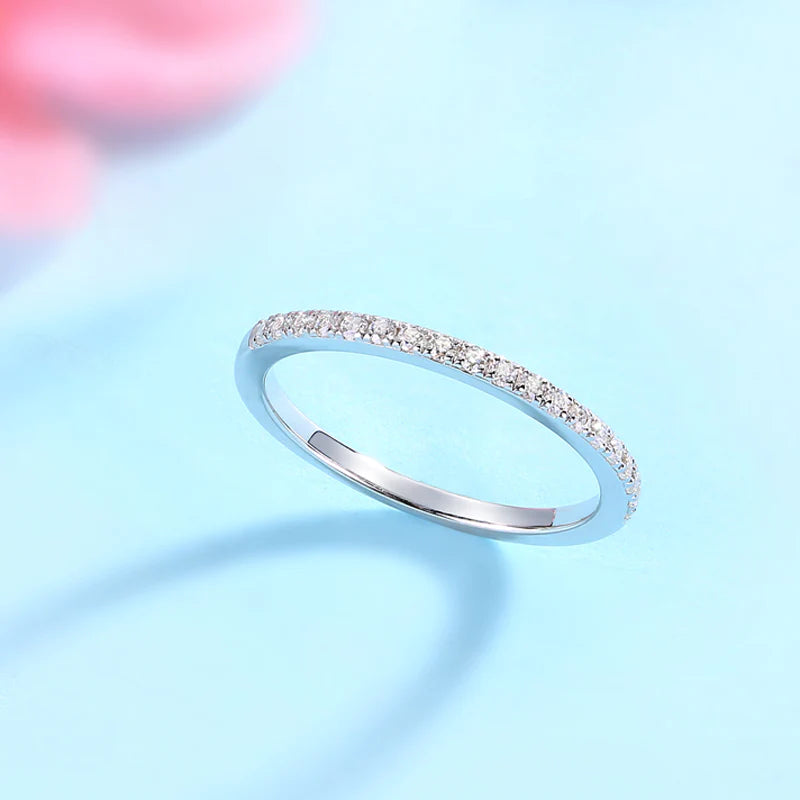 Moissanite Diamond Wedding Band Half Eternity 925 Sterling Silver Ring XMFR8362