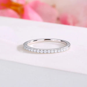Moissanite Diamond Wedding Band Half Eternity 925 Sterling Silver Ring XMFR8362