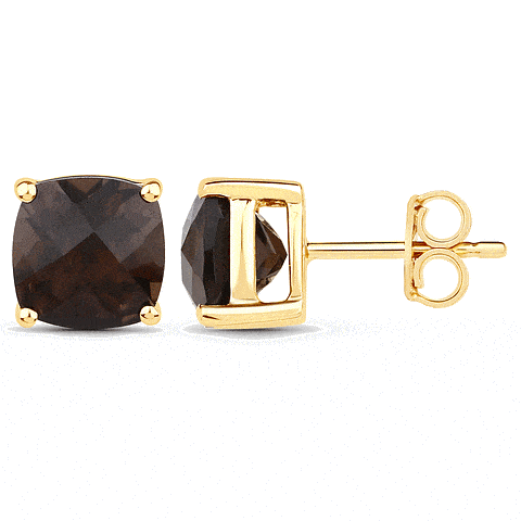 9K Coloured Gemstone Cushion Cut Earrings GAE7778