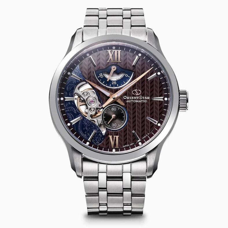 ORIENT Automatic Gents Brown x Navy Made in Japan Skeleton RE-AV0B02Y00B