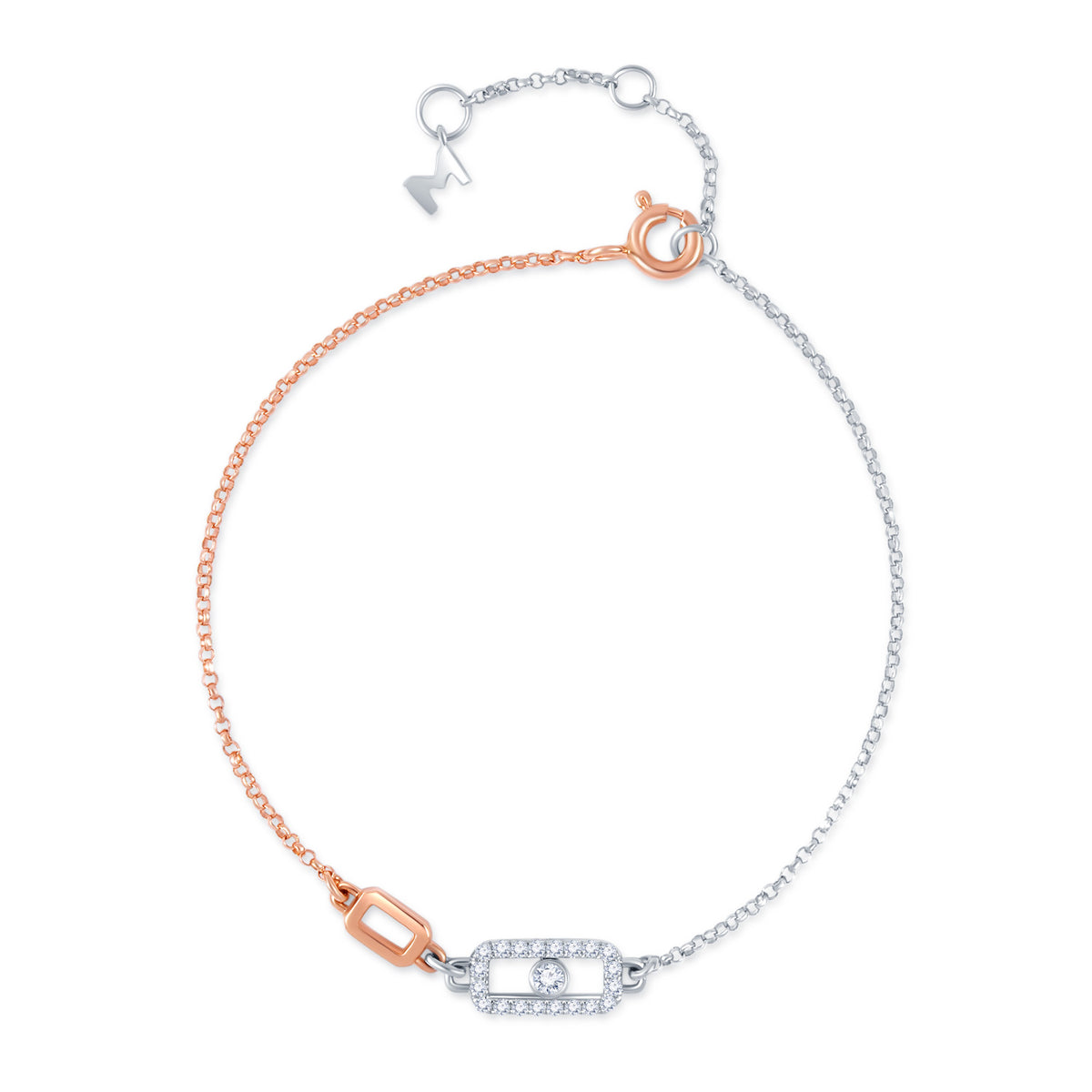 18K Rose &amp; White Gold Diamond Bracelet