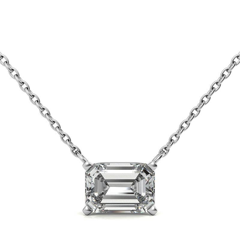 14K 2.00 CTW AGI Certified Lab-Grown Emerald-Cut Diamond Solitaire Pendant