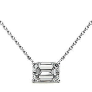 14K 2.00 CTW AGI Certified Lab-Grown Emerald-Cut Diamond Solitaire Pendant