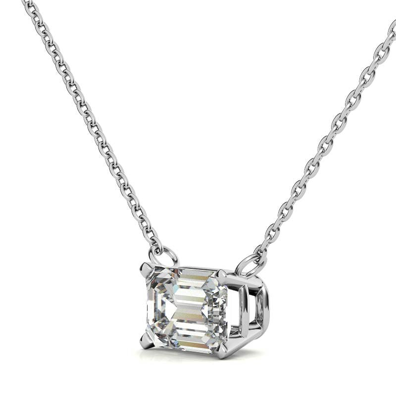 14K 2.00 CTW AGI Certified Lab-Grown Emerald-Cut Diamond Solitaire Pendant