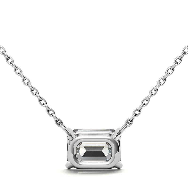 14K 2.00 CTW AGI Certified Lab-Grown Emerald-Cut Diamond Solitaire Pendant
