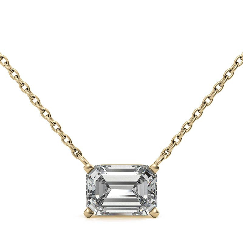 14K 2.00 CTW AGI Certified Lab-Grown Emerald-Cut Diamond Solitaire Pendant