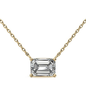 14K 2.00 CTW AGI Certified Lab-Grown Emerald-Cut Diamond Solitaire Pendant