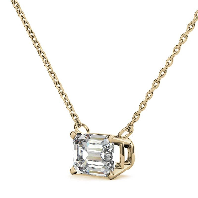 14K 2.00 CTW AGI Certified Lab-Grown Emerald-Cut Diamond Solitaire Pendant