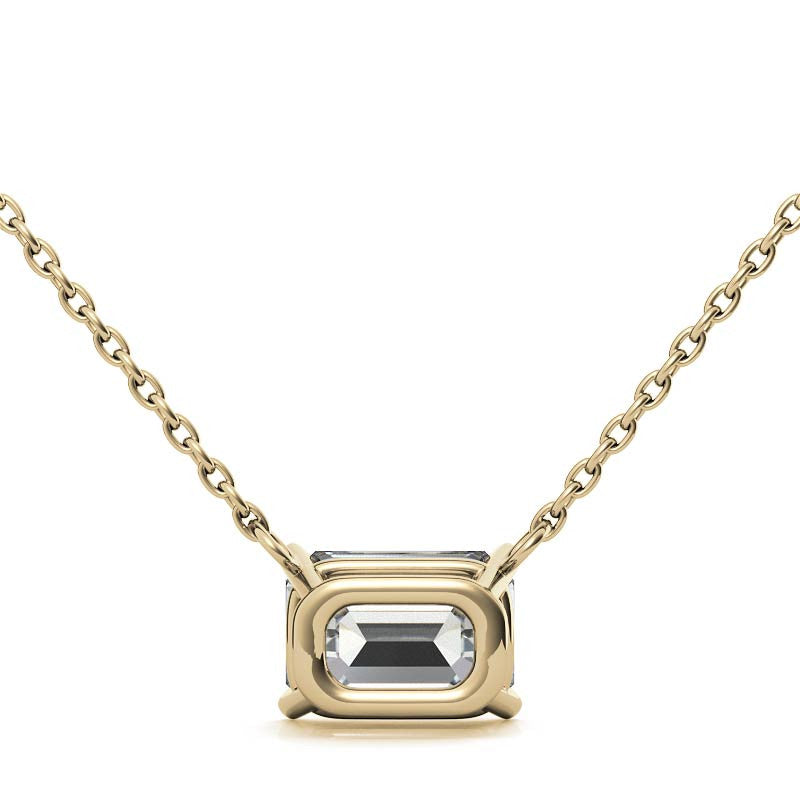 14K 2.00 CTW AGI Certified Lab-Grown Emerald-Cut Diamond Solitaire Pendant
