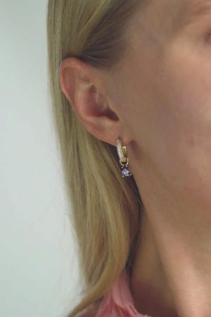 GEORGINI WISTERIA DUO PEAR EARRINGS AMETHYST CZ GOLD